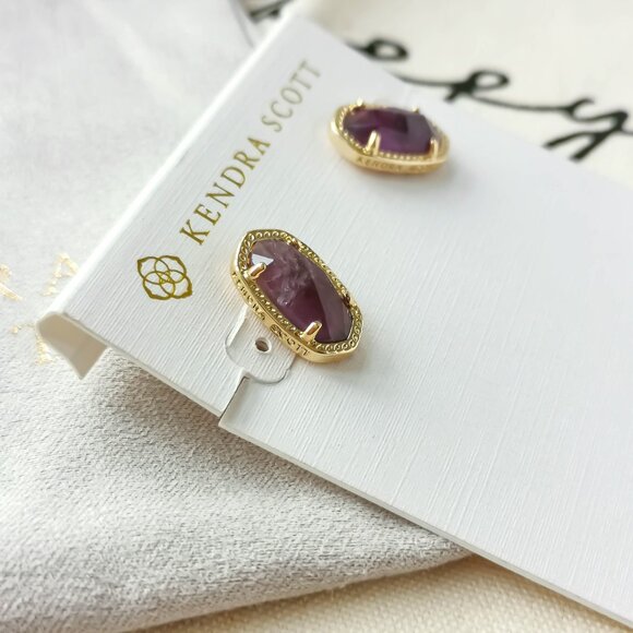 Kendra Scott Stud Earrings - Ellie - Amethyst Gold - Picture 2 of 3